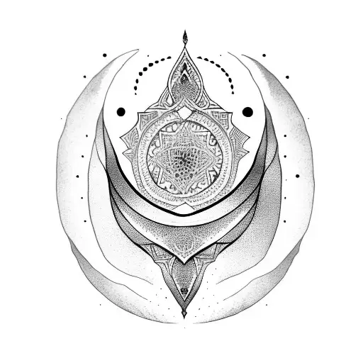 Arabic Structure Tatto Man On The Forearm With Crescent Moon