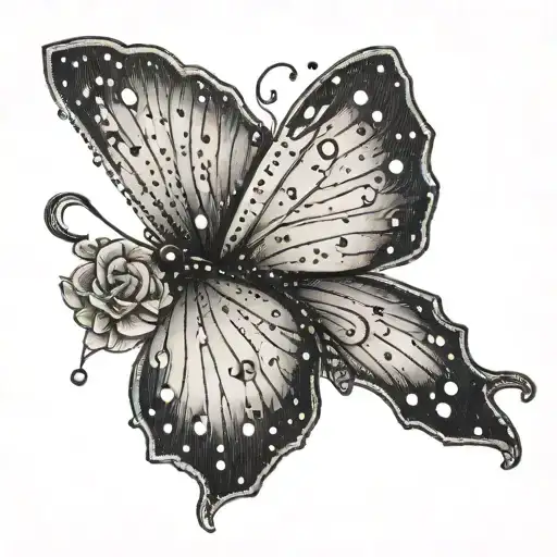 Black And White Little Color Butterfly Perched