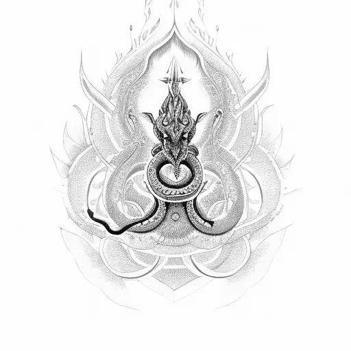 Trishul With Gayatri Mantra Electric Guitar And Snake