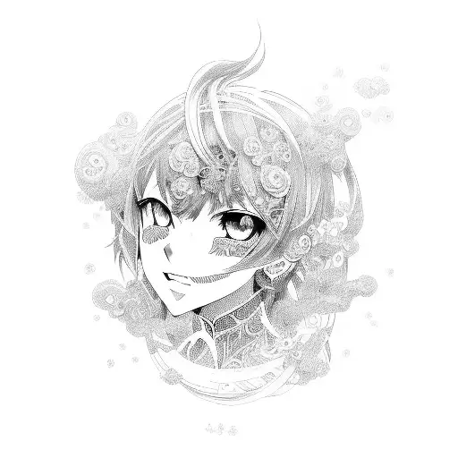 An Anime Character Surrounded By Psychedelic Patterns