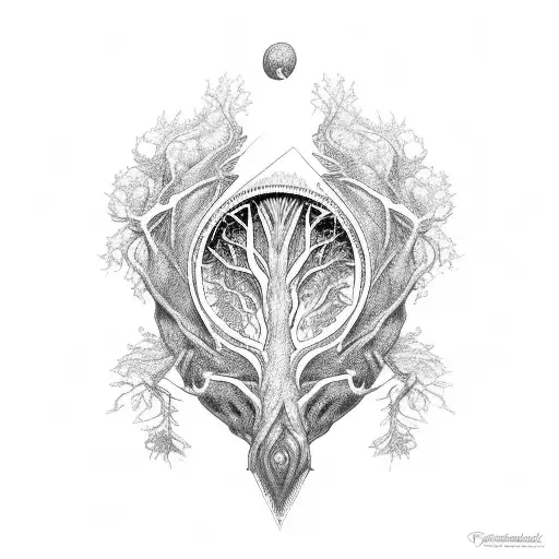 Yggdrasil Avec Un Trydent Dans Le Tronc