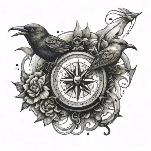 Bird And Compass Intertwined