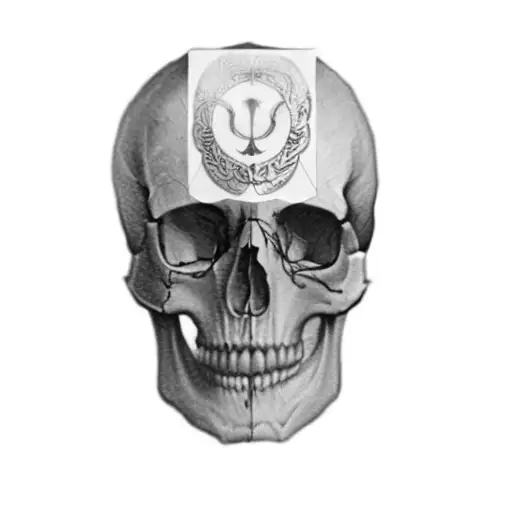 A Skull With A Psycholgy Symbol On Forehead