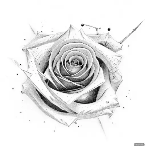 Horizontal Rose With Spider Coming Down On A Single Web