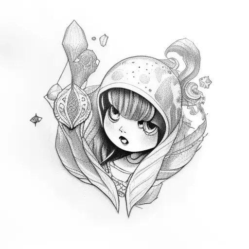 Little Girl Sitting In A Shell