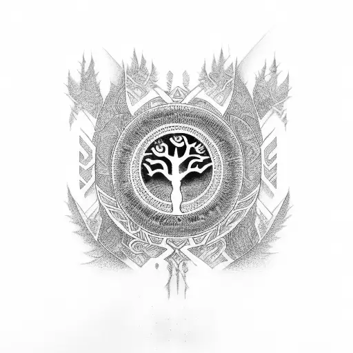 Maori With Tree Of Life And Christianity