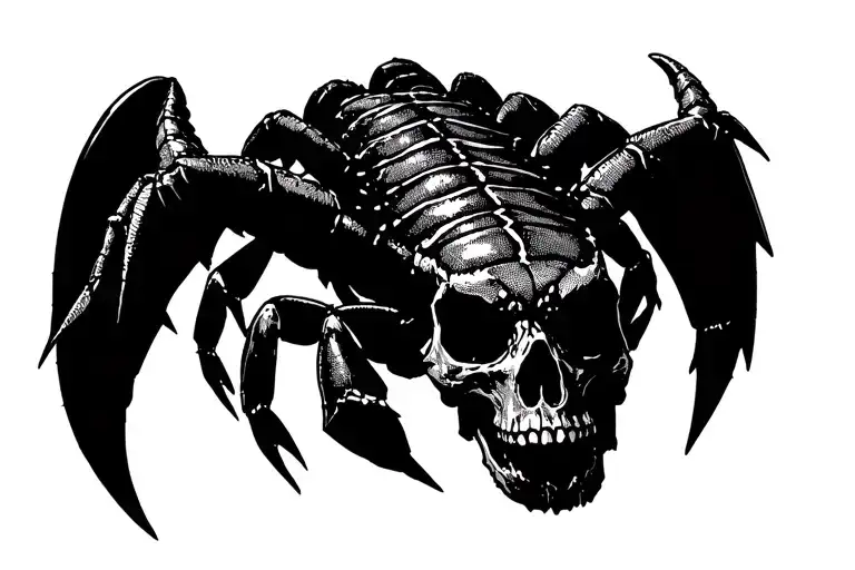 Scorpion With A Skull With 2 Horns Representing The Devil