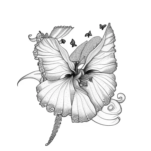 Hibiscus With Butterfly And Indian Sign