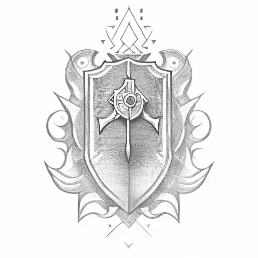 Sword And Shield With Book In Front