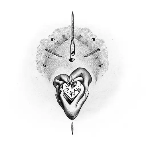 A Bald Man And A Woman With Black Curly Hair Holding Hands Inside A Heart-shaped Music Note