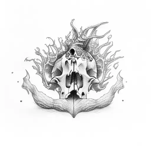 Shaggy Inkcap Growing From Skull