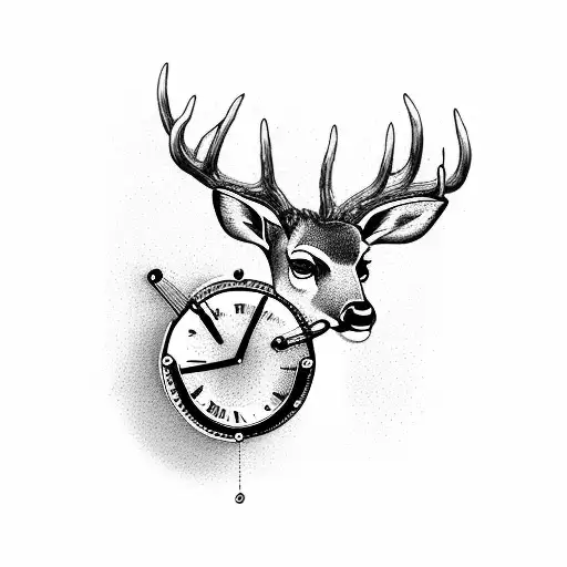 Deer With A Clock And Cards