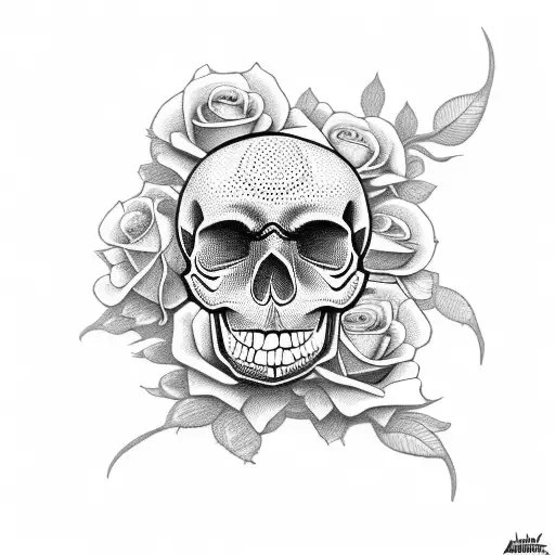 Skull With Roses And Stop Watch
