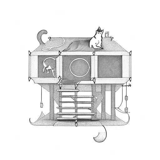 A Modular Cat Tower With Electronic Components Integrated Into The Design