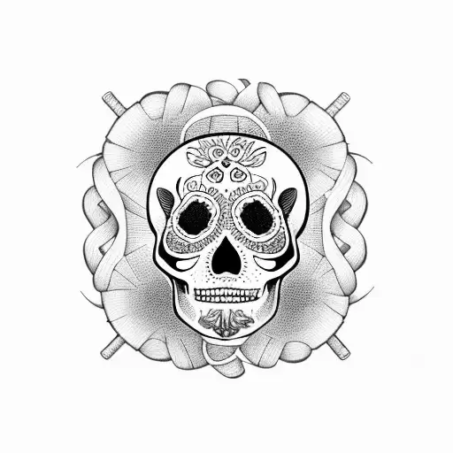 Stethoscope Woven Into A Sugar Skull Design