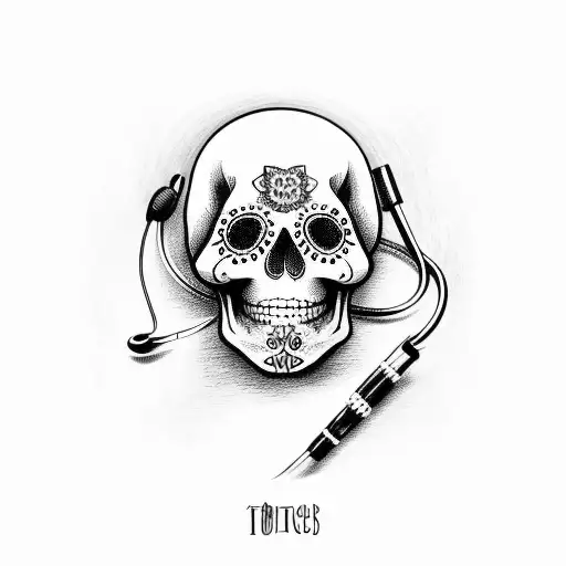 Stethoscope Woven Into A Sugar Skull Design