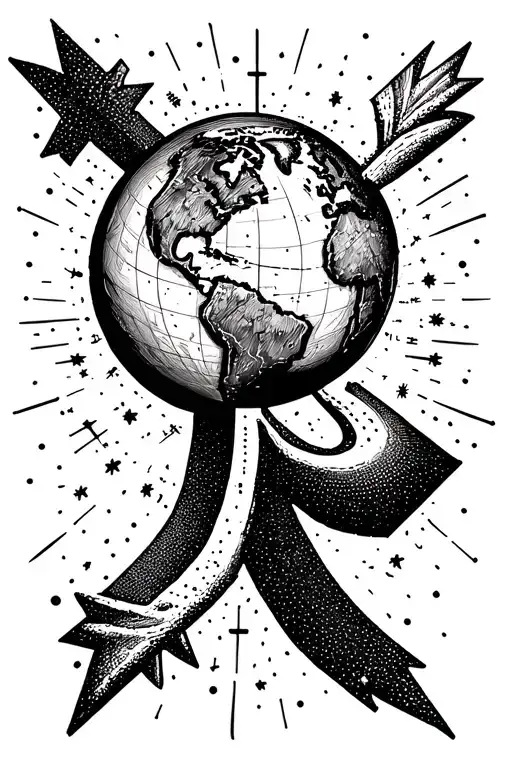 Gps Coordinates Planet Earth Arrow Cross