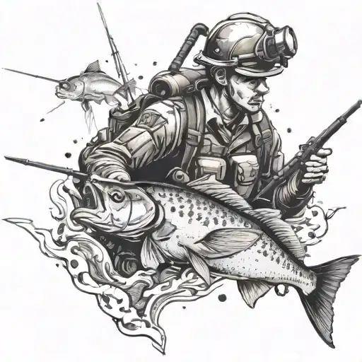Combine Elements Of Fishing And Special Forces Soldiers In A Realistic And Detailed Composition