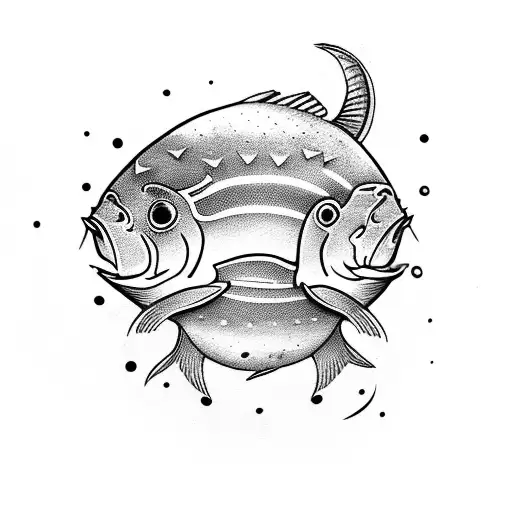 Boy With A Full Of Fish Round His Head