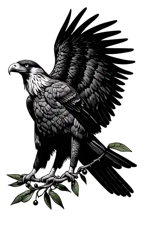 Albanian Eagle And Olive Branch