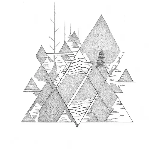 Inverted Triangle With Forest And Zig Zag Road