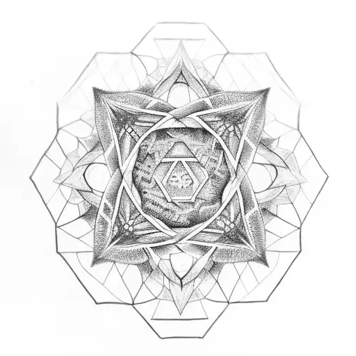 A Hexagram With Two Word Kaku And Sunny In Sapphire Font