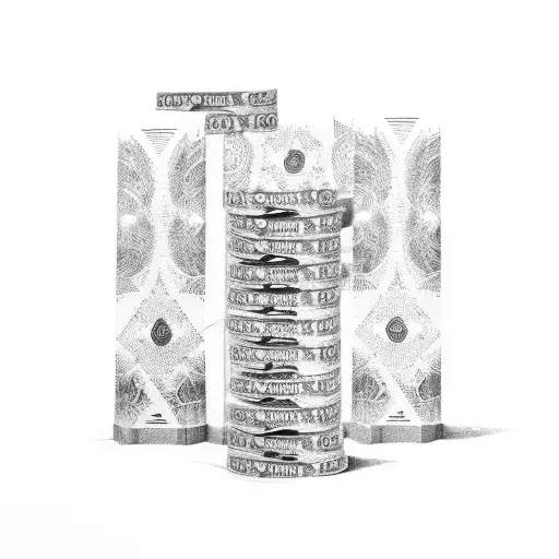 A Stack Of Money Bills Forming The Shape Of A Pistol