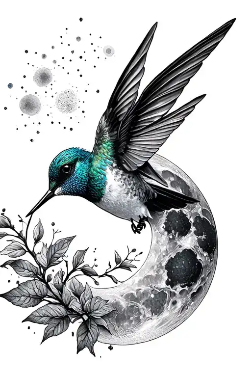 Moon And A Hummingbird