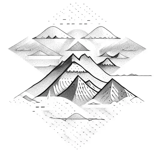 Outline Of Ocean And Mountains