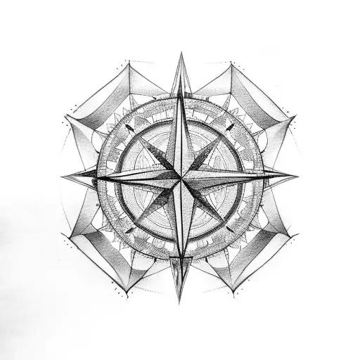 Intersecting Lines Forming A Geometric Compass Rose