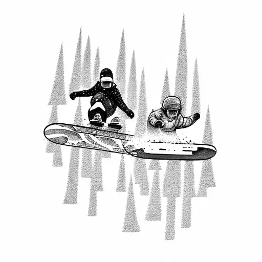 Two Friends Snowboarding In A Rollercoaster