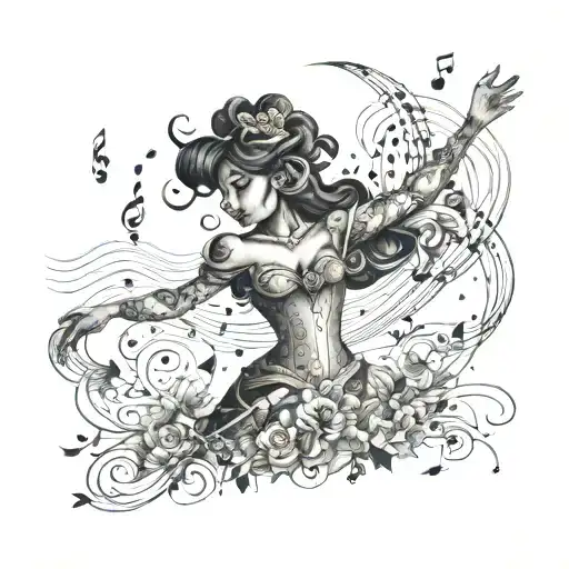 A Disney Princess Dancing To Music Notes Surrounded By Exotic Travel Destinations