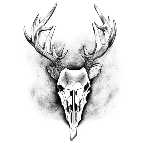 Headstone Crows Deer Skull