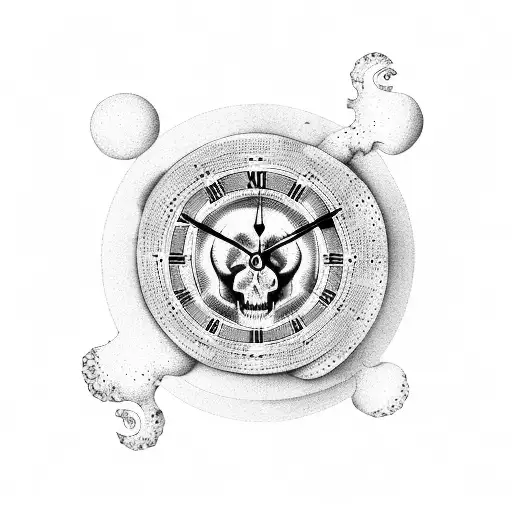 Clock With Skull With Moon