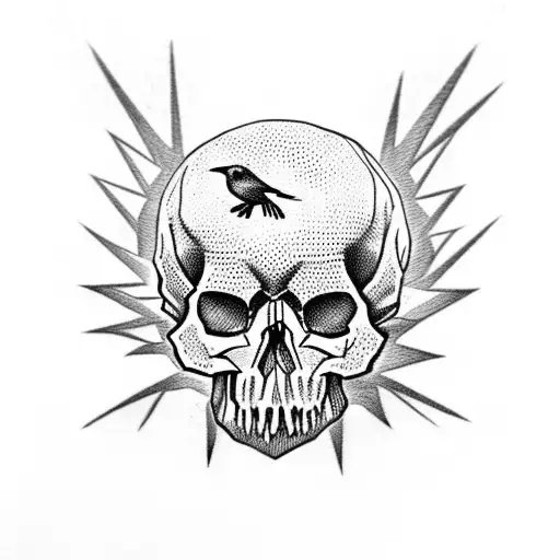 Skull With Crows Tattoo