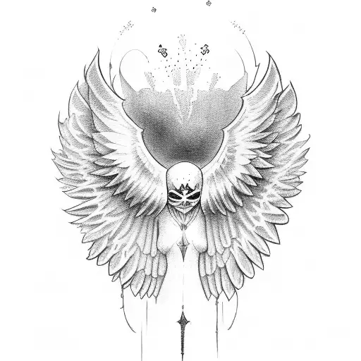 Falling Angel With One Angel Wing And One Devil Wing