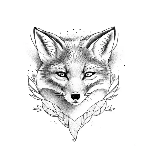 White Fox And Sakura Leaves