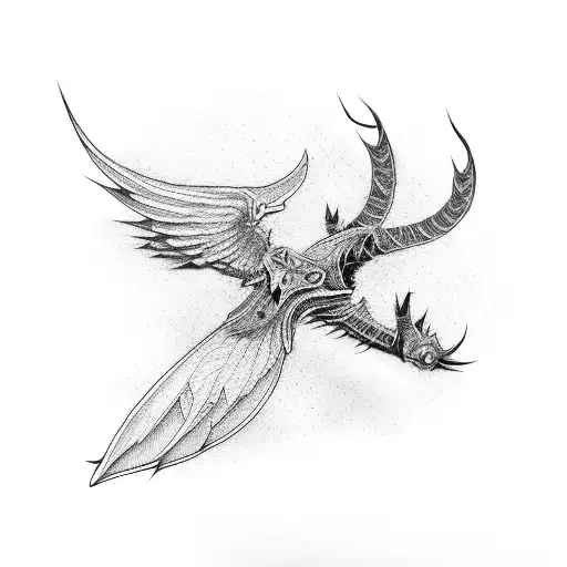 Slim Sword With Black Wings