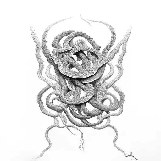 Black Mamba Coiled Around 3 Peonys