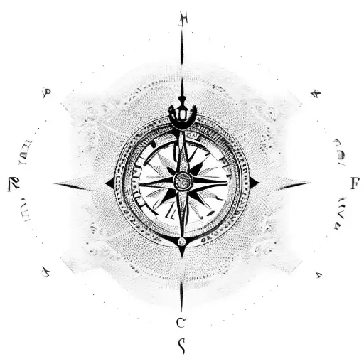 An Ottoman Empire Flag With A Compass And A Quill