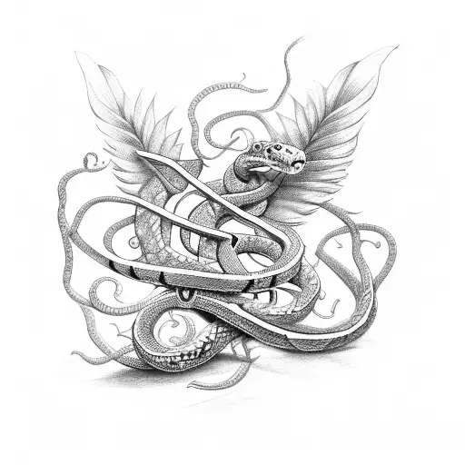 Sword With Snake And Vines Wrapped Around