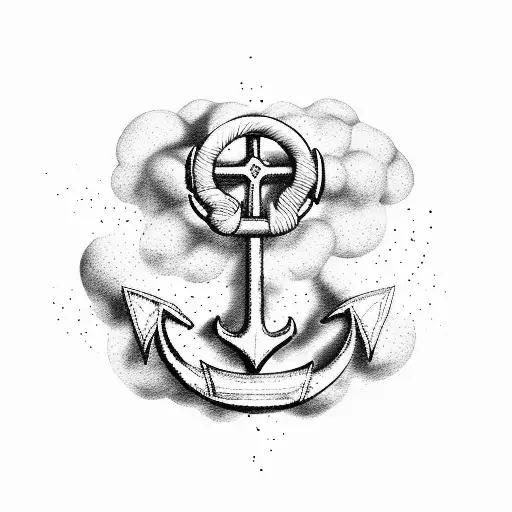A Detailed Illustration Anchor And Crucific