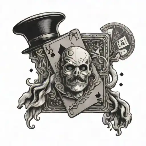 A Ghostly Gangster Holding A Deck Of Cards With Ghostly Aces Floating Around Them