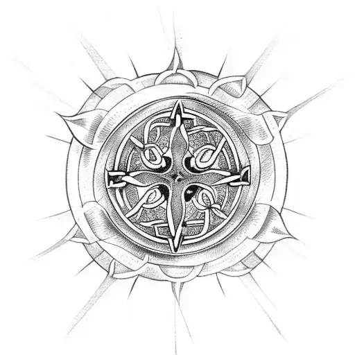 Celtic Cross With Sun Shining Above