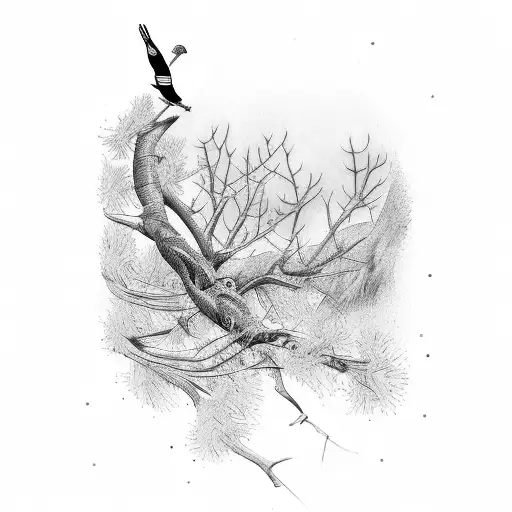 Tree Branches With Magpies