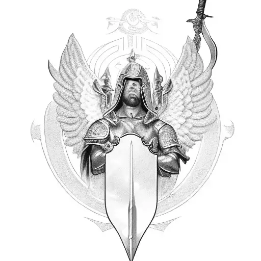 A Guardian Angel With A Sword And Shield Protecting A Benfica Emblem