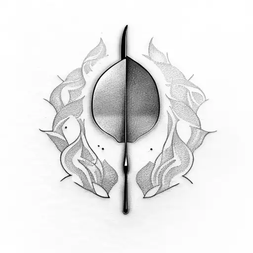 Create A Tattoo Of A Chefs Knife Where The End Of The Handle Of The Knife Becomes A Plant