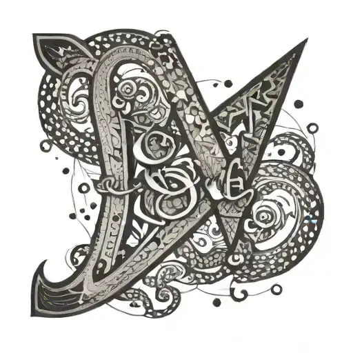 A Geometric Design Incorporating The Barbados Trident Symbol And The Word 'Love' In Script