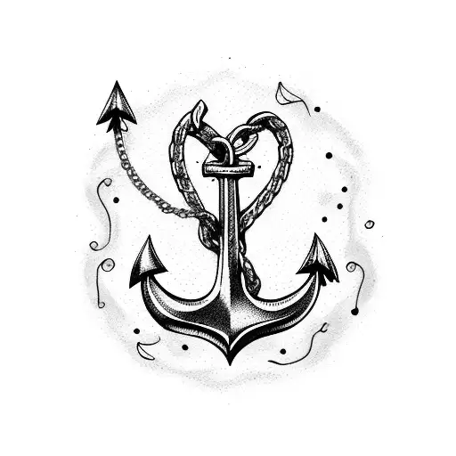 Anchor With A Hart In A Chain