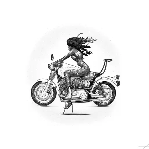 African American Woman Riding A Motorcycle Surrounded By Dollar Bills